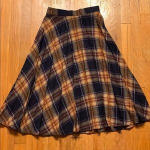 Vintage Wool Pleated Plaid Skirt